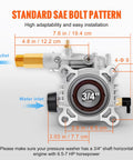 Technical diagram of Heavy Duty Pressure Washer Pump Replacement With Three Quarter Inch Shaft Horizontal Mount 3400 PSI Max 2.5 GPM