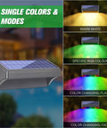 Plus Size Solar Fence Lights 8 Pack With Warm White And RGB Color Changing Outdoor Waterproof Pathway Accent Lamps 8 Colors 4 Modes display