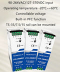Built Tough 120W 48V Din Rail Power Supply AC DC Universal Input Industrial Grade showing three models with connection terminals.
