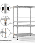 450 Lb Wire Storage Shelving Rack 3 Tier Steel Organizer For Home Kitchen Office Chrome Finish Sturdy Metal Shelving Unit 11.8 Inch Deep 17.7 Inch Wide 26.4 Inch High with height adjustable shelves