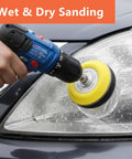 3 Inch Sanding Disc Drill Polishing Kit For Headlight Restoration with wet and dry sandpaper in use on car headlight