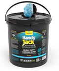 Heavy Duty Cleaning Wipes 260 Count Bulk Pack With Dual Texture For Hands And Surfaces Remove Paint Adhesives Oils Grease And Dirt Grime Busting Safe On Skin With Aloe Vera And Vitamin E in black container with blue wipe visible