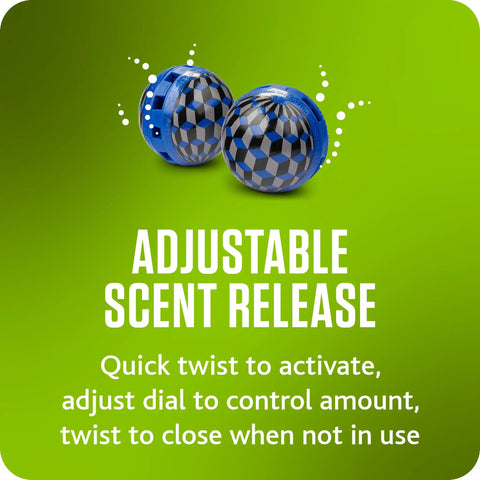 Odor Eliminating Deodorizer For Shoes Gym Bags Gear Bags Lockers Drawers And More Delivers Powerful Odor Elimination Keeps Your Fresh Kicks Smelling Great Anywhere Two Pack showing adjustable scent release with blue and black checkered design.