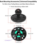Heavy Duty Anti Vibration Trolling Motor Stabilizer Mount With 360 Degree Aluminum Bracket and Dual One Inch Rubber Ball Clamp, black.