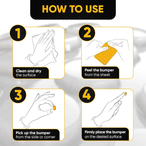 how to use 12 Pack Clear Silicone Door Bumpers And Self Adhesive Wall Guards For Cabinets And Drawers instructions with illustrations