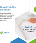 Stringless 10 Inch Hot Glue Sticks In White 85 Count With Penny For Scale Fits Full-Size Glue Guns
