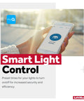 Person using app for Ceiling Or Wall Mounted MyQ LED Garage Light With Remote And Timer To Close, 1500 Lumens, Smart Scheduling