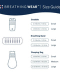 Breathing Wear Sleeping Bag For Baby, Size Small 3 To 6 Months, Pebble Grey, Sensor Free Breathing Motion Monitoring Pattern Tracked By Your Camera For Peaceful Sleep size guide with swaddle and band options.
