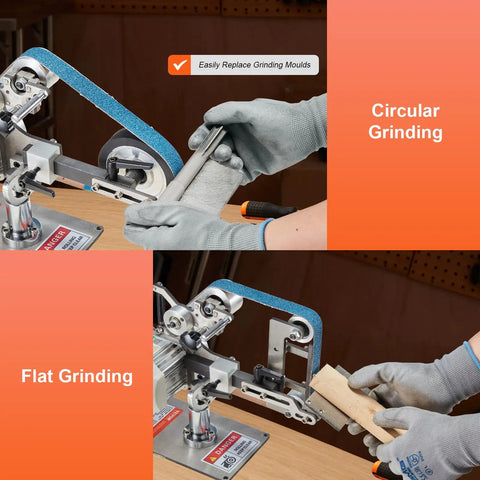 Heavy Duty Belt Grinder Sander With Smooth Operator Variable Speed VFD And 550 Watt Motor for circular and flat grinding tasks.