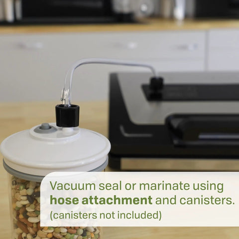 Game Changer Vacuum Sealer For Home Food Storage With LiquidLock Tech And Liquid Mode showing hose attachment feature