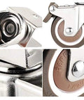 Close-up view of 4 Piece Furniture Casters Set With U Bracket And Brakes 50mm Soft Rubber Wheels Dust Cover Easy Glide.