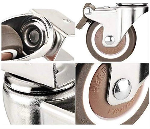 Close-up view of 4 Piece Furniture Casters Set With U Bracket And Brakes 50mm Soft Rubber Wheels Dust Cover Easy Glide.