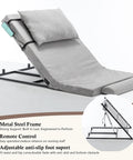 Heavy Duty Electric Adjustable Bed Backrest Recliner For Up To 300 Lbs With Solid Steel Frame And Dense Foam, Sliding Range From 4 To 68 Degrees In Smooth Grey Finish.
