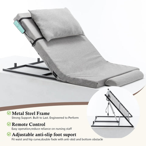 Premium Electric Adjustable Lift Bed Backrest With Mattress And Pillow For Ultimate Lounge Comfort reclined 68 degrees with remote control.