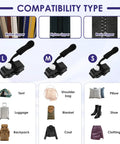 Universal Zipper Repair Kit With 36 Replacement Sliders In Three Sizes Black compatibility chart for zippers and items