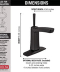 Vesna Single Hole Bathroom Faucet With Single Handle Chrome Finish fits 1 or 3 hole sinks with deck plate, matte black details