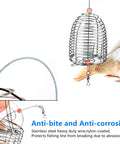 Set Of 10 Carp Fishing Bait Cage Feeder Baskets Stainless Steel Lure Holder Kit With Sizes S M L for coarse fishing shown.