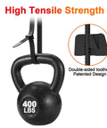 Heavy Duty 24 Inch Zip Ties With 400 Lb Tensile Strength lifting 400lb kettlebell, double-sided toothed design shown