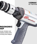 High Impact Air Hammer With Vibration Reduction, 3,530 BPM, 2-5/8 In Stroke, Round Shank, Heavy Duty Demolition and Metal Shaping Tool