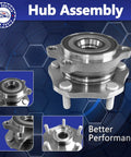 Top Shelf Front Wheel Bearing Hub Assembly Pair For Nissan Rogue And Rogue Sport 2014 Through 2023, close-up of steel hub assembly with bolts.