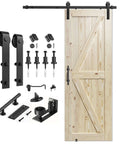 30 Inch By 84 Inch Sliding Barn Door With 5 Foot Hardware Kit Included, Unfinished Solid Spruce Wood Door For DIY Projects