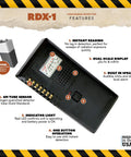 Front view of RDX-1 radiation monitor with analog gauge and built-in speaker