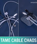 Magnetic Cable Holder And Charger Organizer For Desk And Nightstand Keeps USB C And Lightning Cables Slotted No Fuss Cord Wrangler With Three Clip Magnet System Pencil Gray Finish Desktop Cable Management