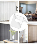 25 Pair Clear Vertical Blind Repair Tabs For Snapping Back Torn Slats Top Shelf PVC Replacement Clips in various room settings