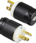 Two Pack 125V 15 Amp NEMA 5-15P Straight Blade Plug Kit for Home Use, durable nylon housing, 2 pole 3 prong replacement plugs.
