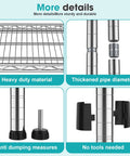 Beefy 4 Tier Wire Shelving Unit With 24 Inch Depth For Kitchen Garage Or Pantry Storage, Steel shelving details with features