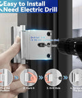 Door Reinforcement Lock 800Lbs Strength Built For Real Home Security Extra Privacy Child Proof Drilling Required Easy Install With 8 Screws To Stop Unauthorized Entry, showing electric drill in use