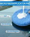 6 Pack 5 Inch Microfiber Wax Applicator Pads with finger pocket, soft texture, scratch resistant, no lint shedding for car detailing