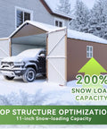 Beefy Heavy Duty Metal Storage Shed Outdoor Carport With Double Doors, Side Door And Windows, All Weather 12x20x9.3 Ft Shed