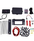 8 Gang LED Switch Panel With Auto Dimmable Touch Control For Car Boat SUV with accessories, cables, and mounting kit.