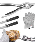 Stainless Steel Handheld Oyster Shucking Kit With Pro Grade Shucker Two Oyster Shucking Knives And Cut Resistant Gloves For Safe Fast And Effortless Oyster Prep At Home