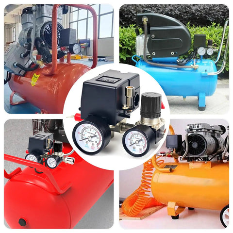 Air Compressor Pressure Switch With Regulator and Gauge, 90 to 120 PSI Switch for Quick, Reliable Pressure Control, Easy Install