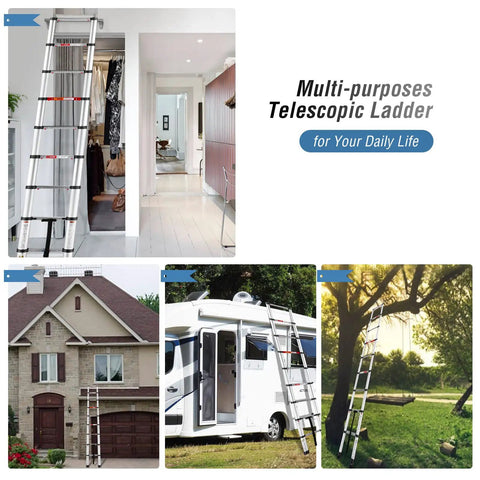 Six And A Half Foot Aluminum Telescoping Ladder For Home DIYers with anti-slip safety in various home settings