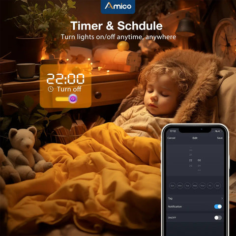 Child sleeping with timer on smartphone for 4 Pack 6 Inch Ultra Thin LED Recessed Ceiling Light With Junction Box