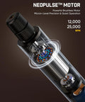 Cutaway view of cordless engraving pen kit motor highlighting brushless design and quiet operation for artists and DIYers.