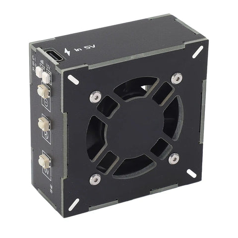 Rechargeable Solder Fume Extractor With Fast Cooling for quick smoke removal, compact black ventilator with fan visible.