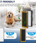 4 Pack Replacement Filters For PetPlus AT-PETODR And TotalClean AT-OFL Air Purifiers with HEPA and activated carbon filters, pet friendly.