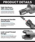 Heavy Duty PVC Pipe Threader Kit for 1/2 Inch and 3/4 Inch Plastic Pipes showing durable 40Cr alloy steel design and detachable handle.