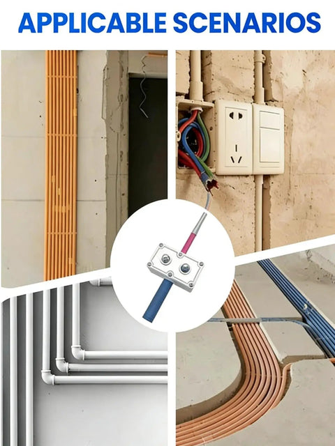 Hella Pro Max Electrician Wire Puller Tugger with wiring scenarios in a job site including conduit, cables, and tools.