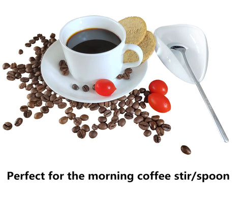 Ceramic Spoon Rest and Stainless Steel Stirrer Holder for Coffee and Tea Spoons, Mini Coffee Station Countertop Organizer, coffee setup