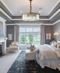 Gold Modern Crystal Chandelier Semi Flush Mount Ceiling Light Fixture 2 Tier K9 Crystal Hanging Pendant Light for Bedroom