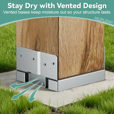 6x6 Post Base for Concrete Pack of 10 With 1 Inch Standoff Galvanized Steel Post Anchor and Pergola Bracket Kit for 5.5x5.5 Wood Posts Ideal for Deck Gazebo Porch Patio