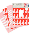 Red Poly Bubble Mailers Size 2 Small 8.5 x 11 Inch Pack Of 4 Durable Shipping Envelopes with pink and white geometric pattern