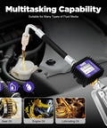Heavy Duty Digital Oil Control Valve Meter Nozzle Pneumatic Flow Gun With Cozy Grip Handle Energy Efficient Smart Hibernation Mode For Shop Pros pouring oil into a tank.
