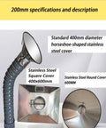 Heavy Duty Stainless Steel Fume Extractor With 360 Flex Articulating Arm And Long Duct Hose showing 400mm stainless covers