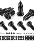 Anti Theft License Plate Screws Kit For Front And Rear Frames With Stainless Steel M6 Quarter Inch Heavy Duty Tamper Proof Screws Washers Caps